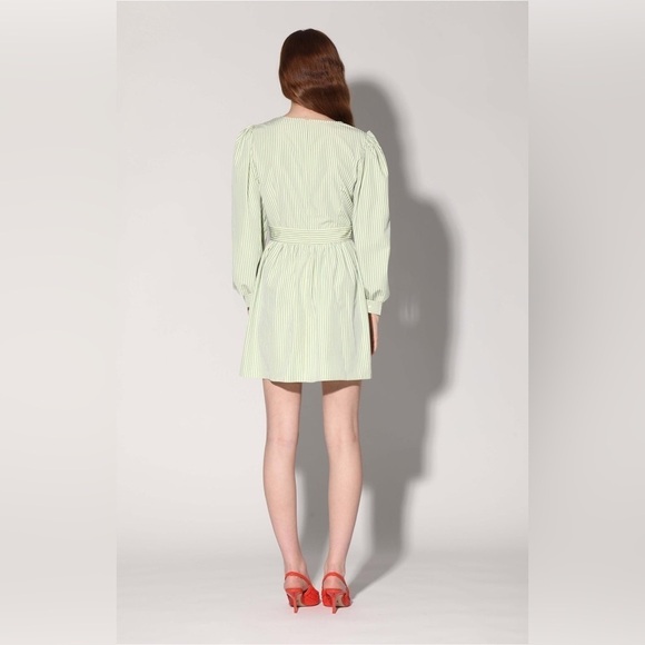 NWT Walter Baker Sadia Lemon Teal Striped Long Sleeve Babydoll Dress Size 4 - Picture 2 of 16